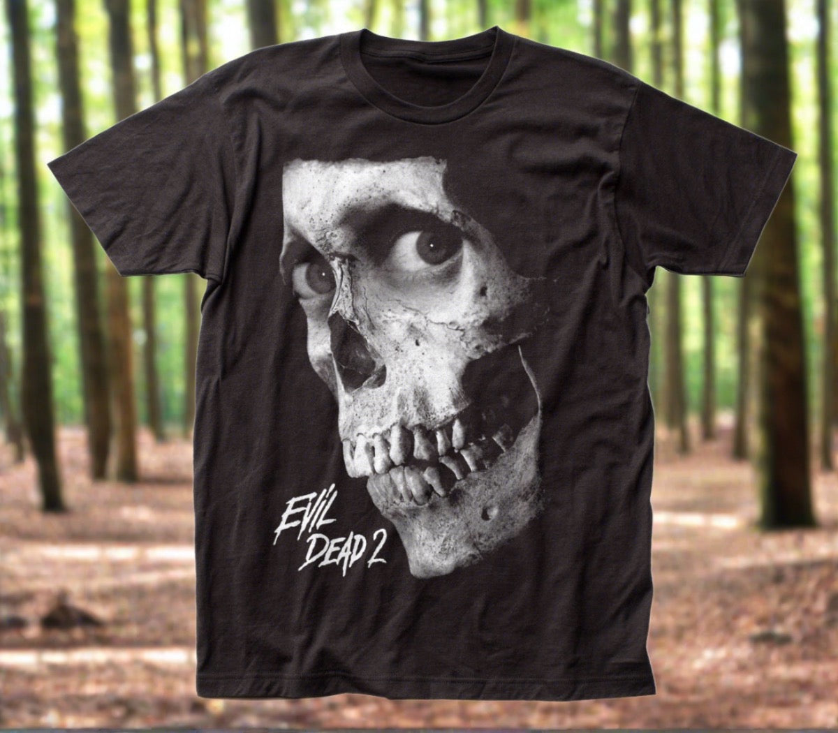 Officially Licensed Evil Dead 2 - Black and White Poster Fitted Jersey T-Shirt