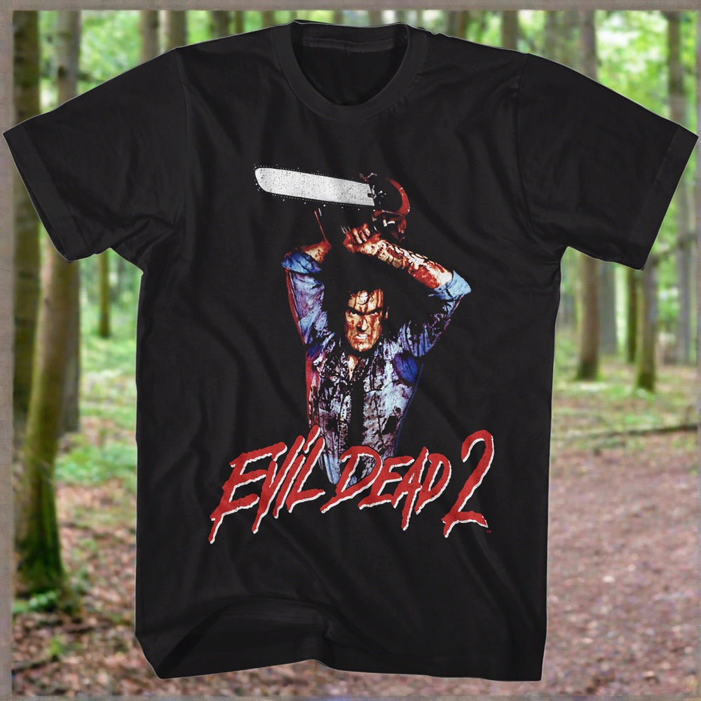 Evil Dead - Raised Chainsaw Mens Lightweight T-Shirt - Ghoulish Creations LLC
